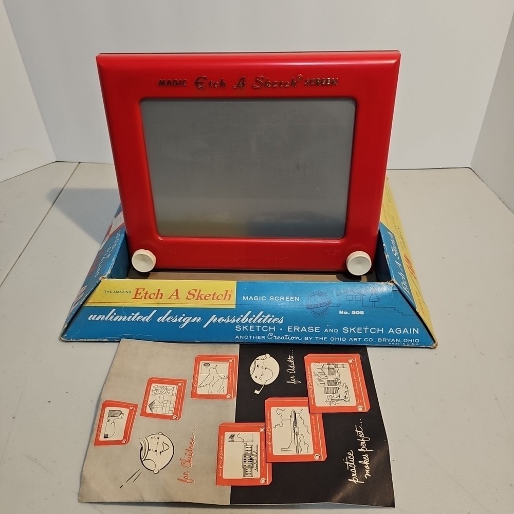 **WORKS** Vintage Etch a Sketch 1960s w/Original Box Ohio Art Toy RARE Antique